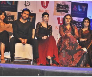 Producer-Ekta-Kapoor--Emraan-Hashmi--Kalki--Konkona-Sen-Sharma--Huma-Qureshi-at-the-first-look-launch-of-film-EK-THI-DAAYAN-at-Filmcity-in-Mumbai